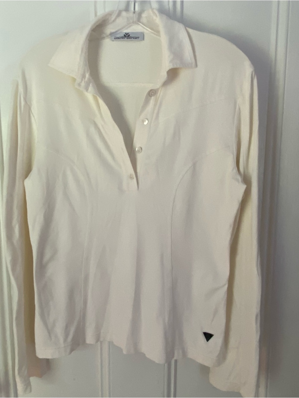 Walter Hagen Performance Shirt Womens L Long Sleeve Golf Equestrian Button Cream